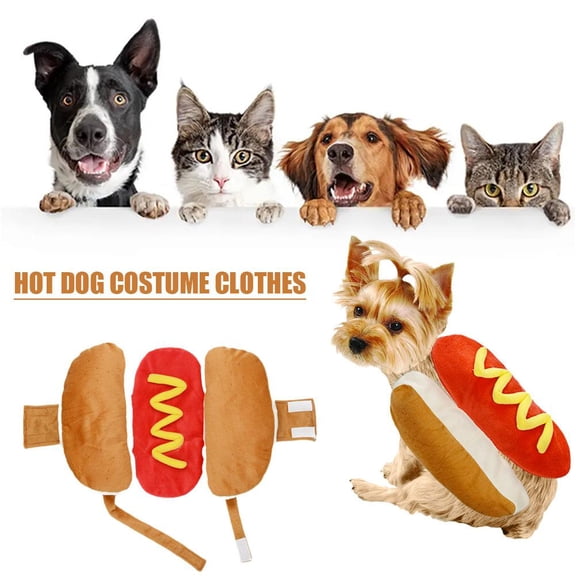 Dog Hot Dog Costume, Soft & Warm Winter Outfit, Fun Dress-Up for Cold Weather