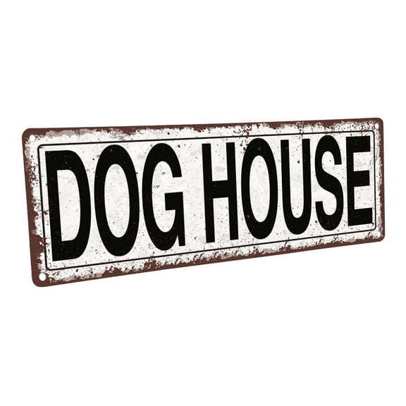 Dog House 4"x12" Metal Sign, Wall Décor for Porch, Patio, and Deck