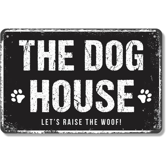 The Dog House 8 Inch x 12 Inch Novelty Aluminum Metal Sign Personalize Your Kennel Durable Weatherproof UV Protected Perfect for Yards Garages Mud Rooms Fun Gift for Dog Owners Families Pet Sitters