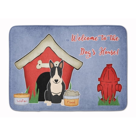 Dog House Bull Terrier Black White Machine Washable Memory Foam Mat
