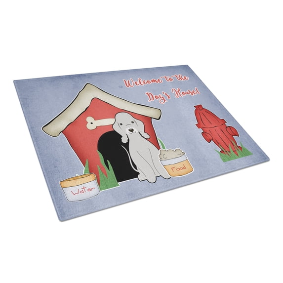 Dog House Collection Bedlington Terrier Blue Glass Cutting Board Large
