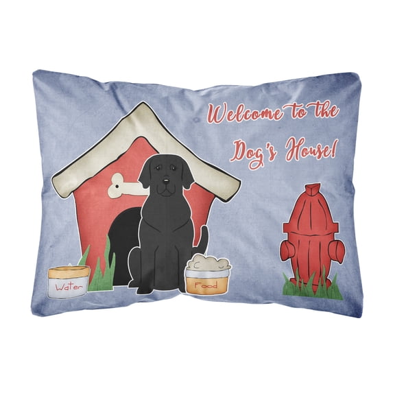 Dog House Collection Black Labrador Canvas Fabric Decorative Pillow