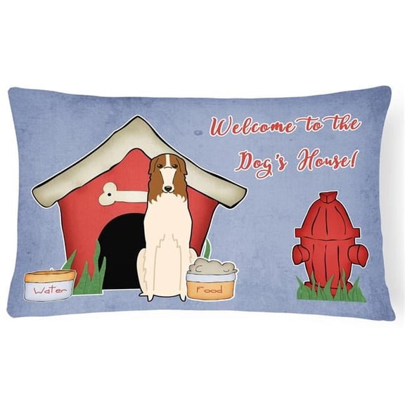 Dog House Collection Borzoi Canvas Fabric Decorative Pillow