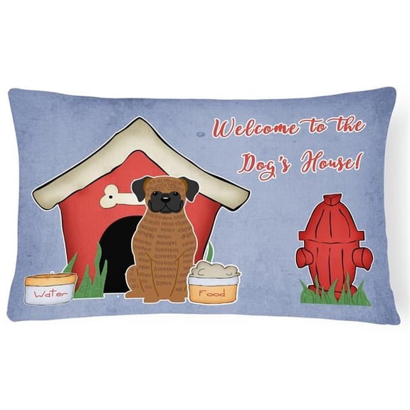Dog House Collection Brindle Boxer Canvas Fabric Decorative Pillow