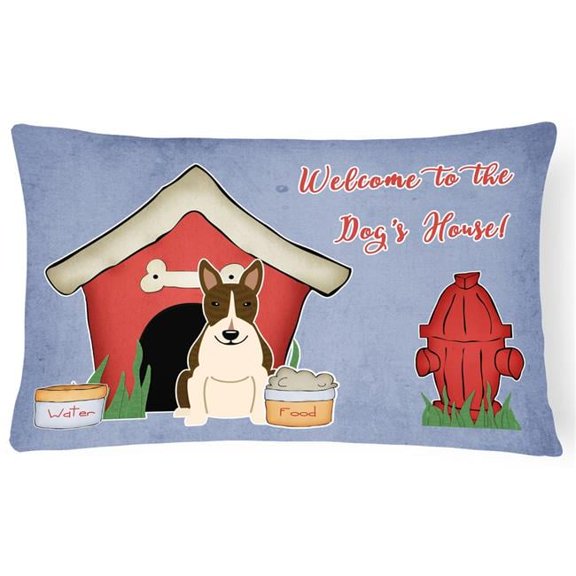 Dog House Collection Bull Terrier Dark Brindle Canvas Fabric Decorative Pillow