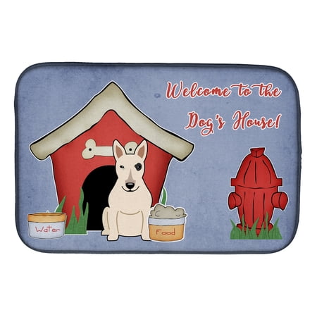 Dog House Collection Bull Terrier White Dish Drying Mat