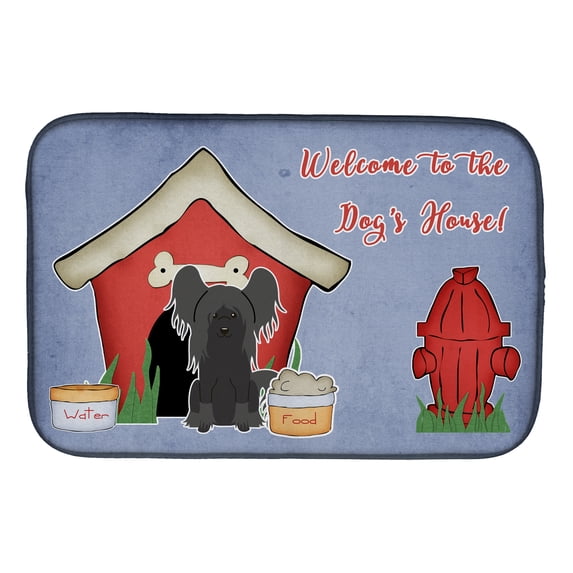 Dog House Collection Chinese Crested Black Dish Drying Mat