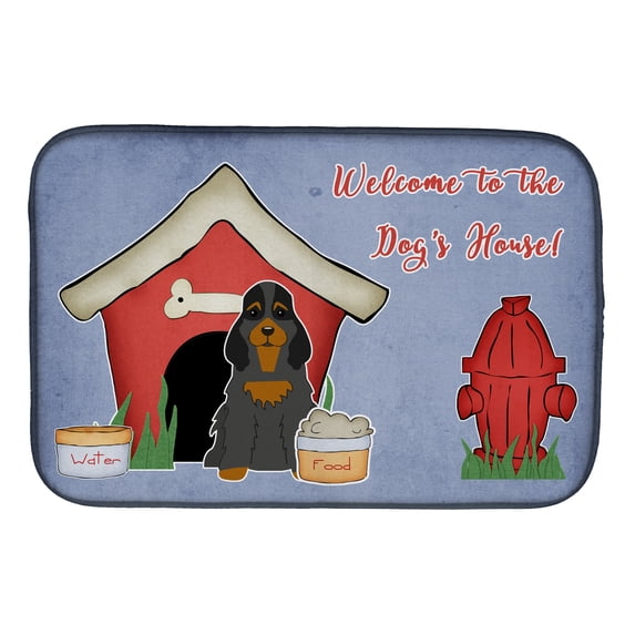Dog House Collection Cocker Spaniel Black Tan Dish Drying Mat