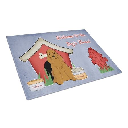 Dog House Collection Cocker Spaniel Red Glass Cutting Board Large
