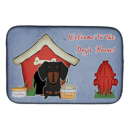 Dog House Collection Dachshund Black Tan Dish Drying Mat