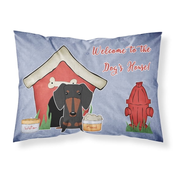 Dog House Collection Dachshund Black Tan Fabric Standard Pillowcase
