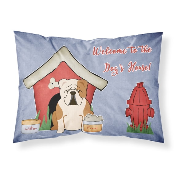 Dog House Collection English Bulldog Fawn White Fabric Standard Pillowcase