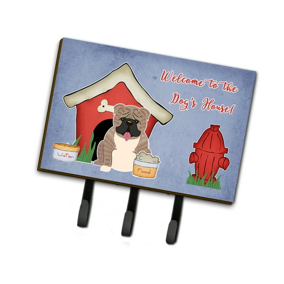 Dog House Collection English Bulldog Grey Brindle Leash or Key Holder