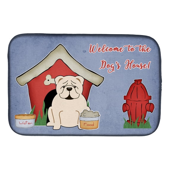 Dog House Collection English Bulldog White Dish Drying Mat