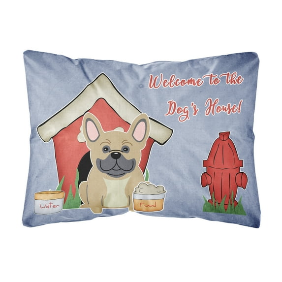 Dog House Collection French Bulldog Cream Canvas Fabric Decorative Pillow