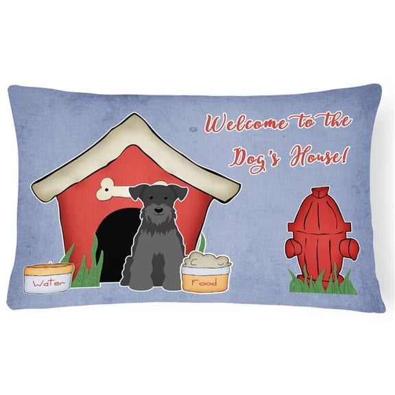 Dog House Collection Miniature Schanuzer Black Canvas Fabric Decorative Pillow