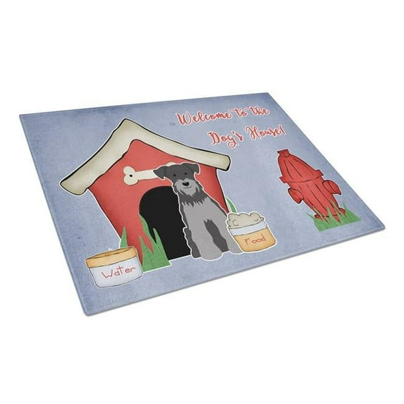 Dog House Collection Miniature Schnauzer Black & Silver Glass Cutting Board - Large