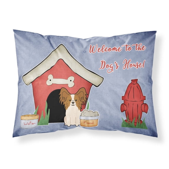 Dog House Collection Papillon Red White Fabric Standard Pillowcase