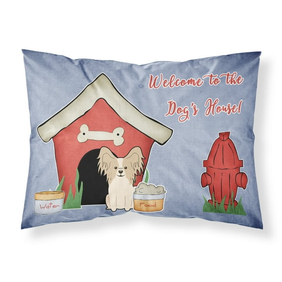 Dog House Collection Papillon Sable White Fabric Standard Pillowcase