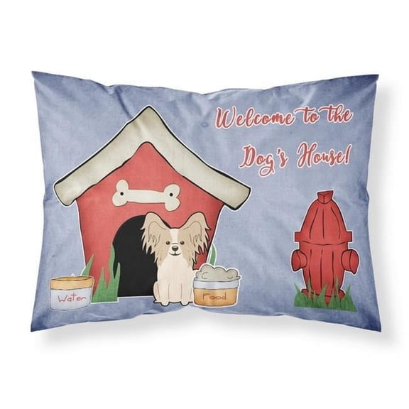Dog House Collection Papillon Sable White Fabric Standard Pillowcase