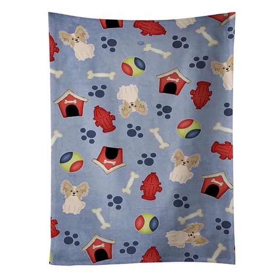 Dog House Collection Papillon Sable White Kitchen Towel