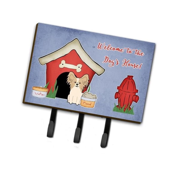 Dog House Collection Papillon Sable White Leash or Key Holder