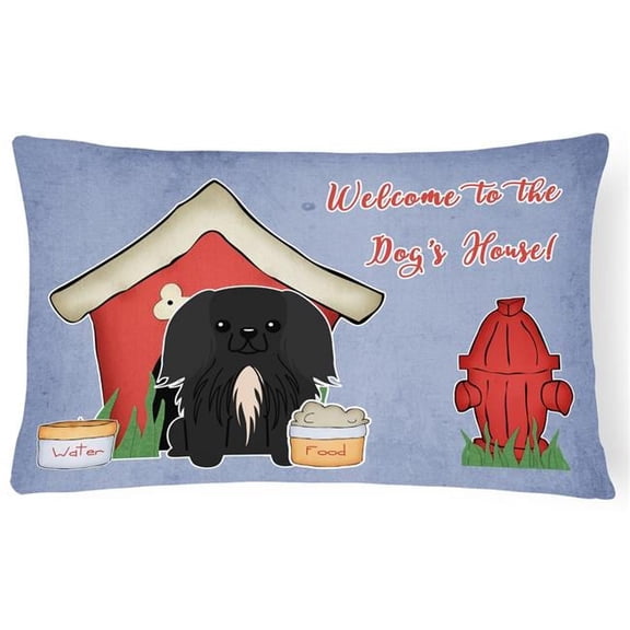 Dog House Collection Pekingnese Black Canvas Fabric Decorative Pillow