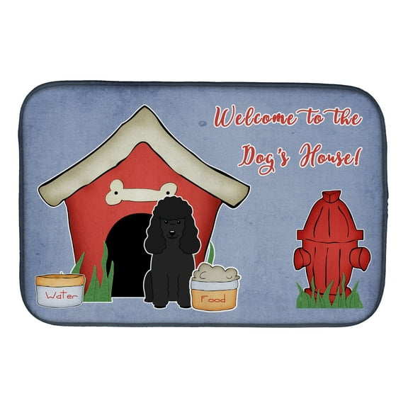 Dog House Collection Poodle Black Dish Drying Mat