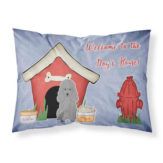 Dog House Collection Poodle Silver Fabric Standard Pillowcase