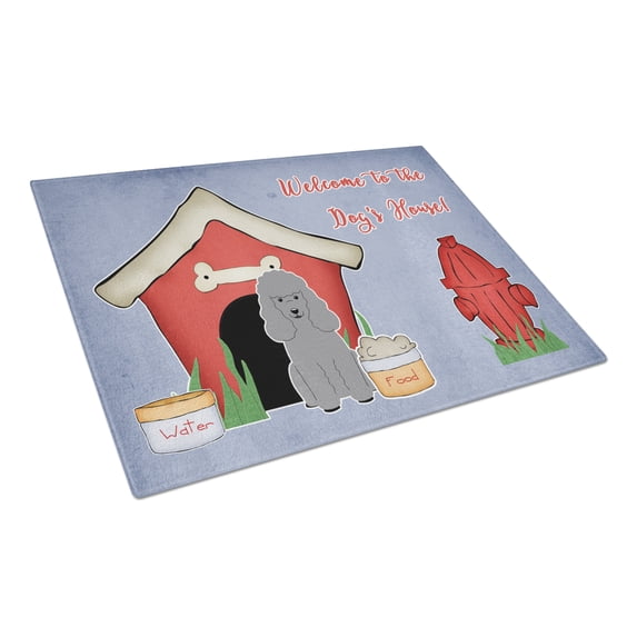 Dog House Collection Poodle Silver Glass Cutting Board Large