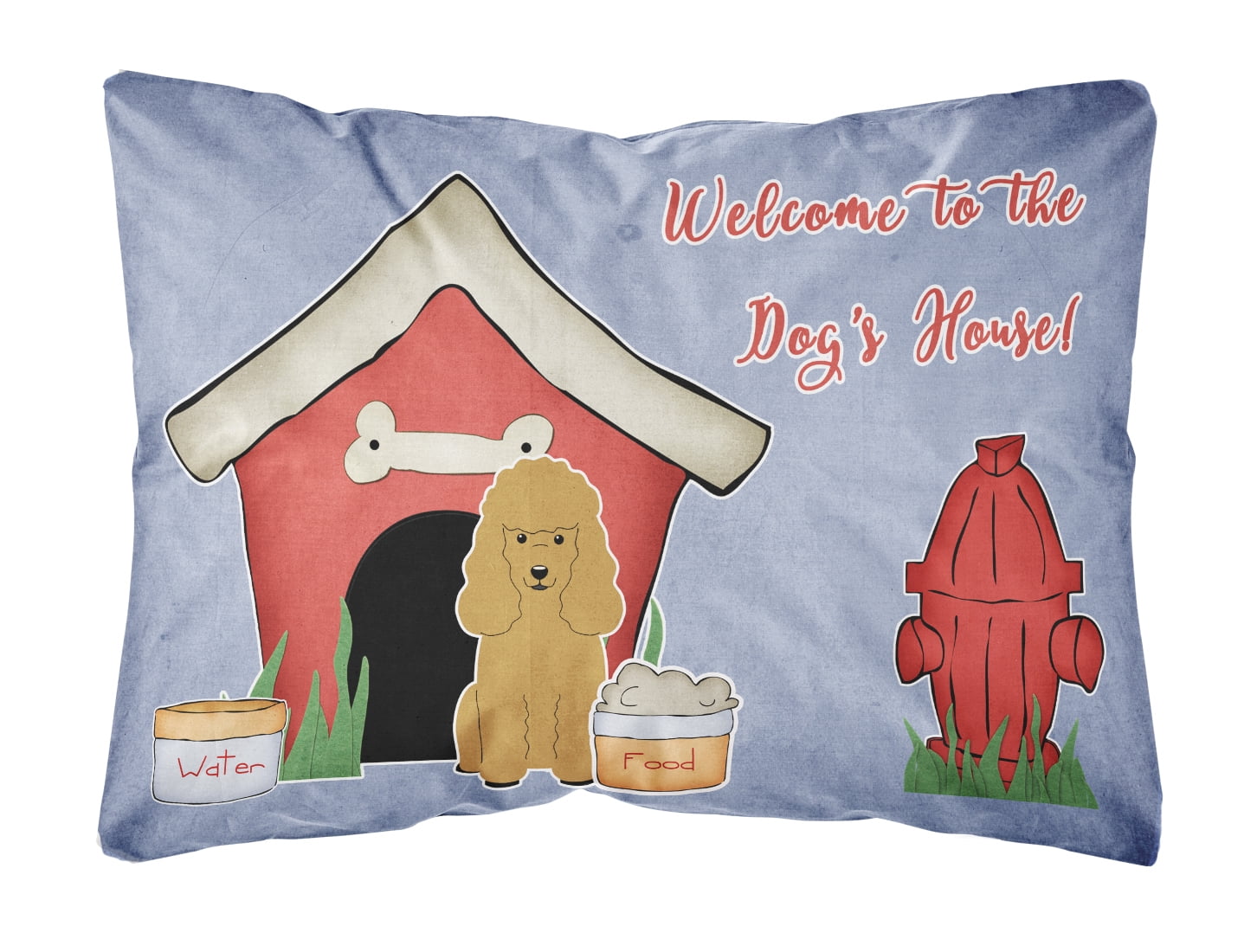 Dog House Collection Poodle Tan Canvas Fabric Decorative Pillow
