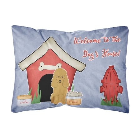 Dog House Collection Poodle Tan Canvas Fabric Decorative Pillow