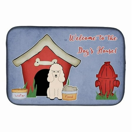 Dog House Collection Poodle White Dish Drying Mat