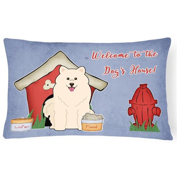 Dog House Collection Samoyed Canvas Fabric Decorative Pillow