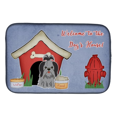 Dog House Collection Shih Tzu Black Silver Dish Drying Mat