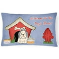 thumbnail image 1 of Dog House Collection Shih Tzu Silver & White Canvas Fabric Decorative Pillow, 1 of 1