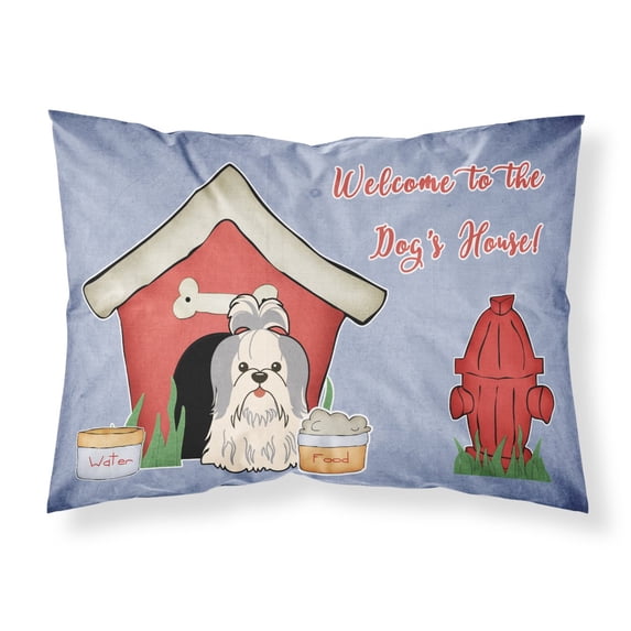 Dog House Collection Shih Tzu Silver White Fabric Standard Pillowcase
