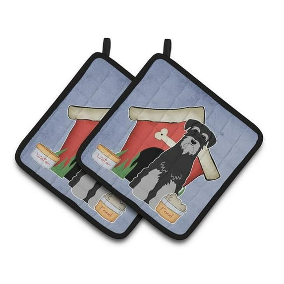 Dog House Collection Standard Schnauzer Black & Grey Pair of Pot Holders