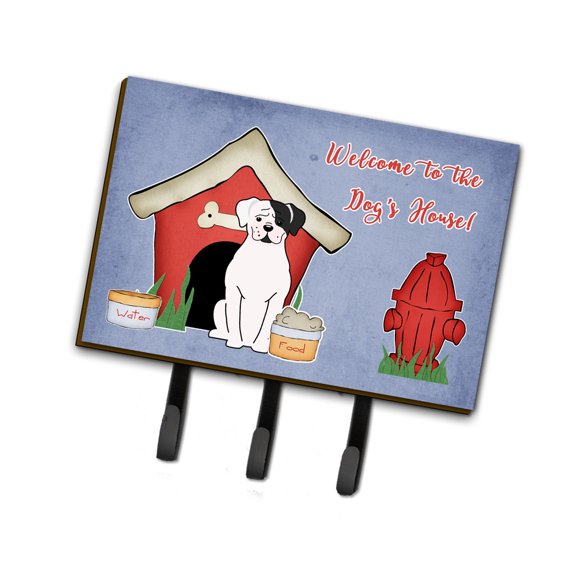 Dog House Collection White Boxer Cooper Leash or Key Holder