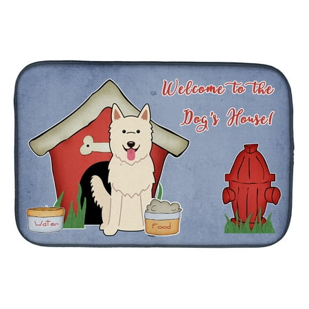 Dog House Collection White German Shepherd Dish Drying Mat