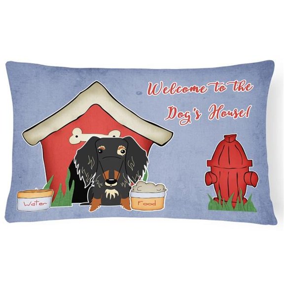 Dog House Collection Wire Haired Dachshund Dapple Canvas Fabric Decorative Pillow