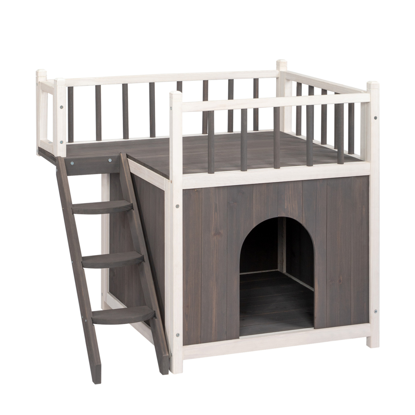 Dog House Feral Cat House Outdoor and Indoor, 2Level Wooden Cat House