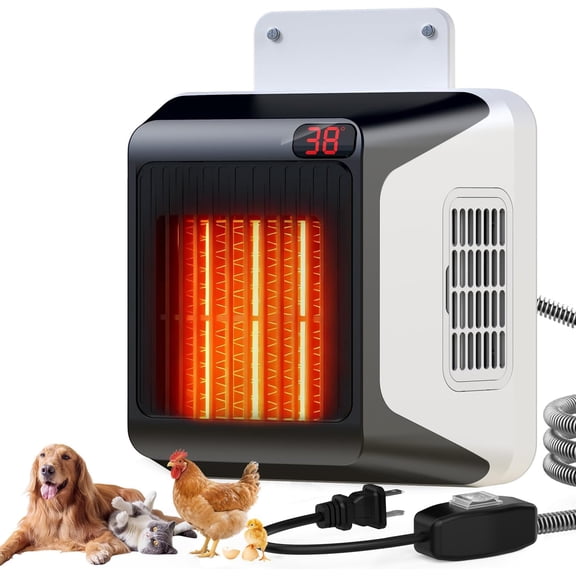 Dog House Heater With Thermostat,Pet Heater With Safe Overheat Protection And 6FT Anti Chew Cord,2 Heating Mode (600/300W) Pet Warmer Suitable For Dogs Chicken Coops Rabbits