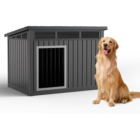 Dog House Indoor Outdoor Durable House with Weatherproof Pet House for Small Medium Large Dogs (Black, Large Size)