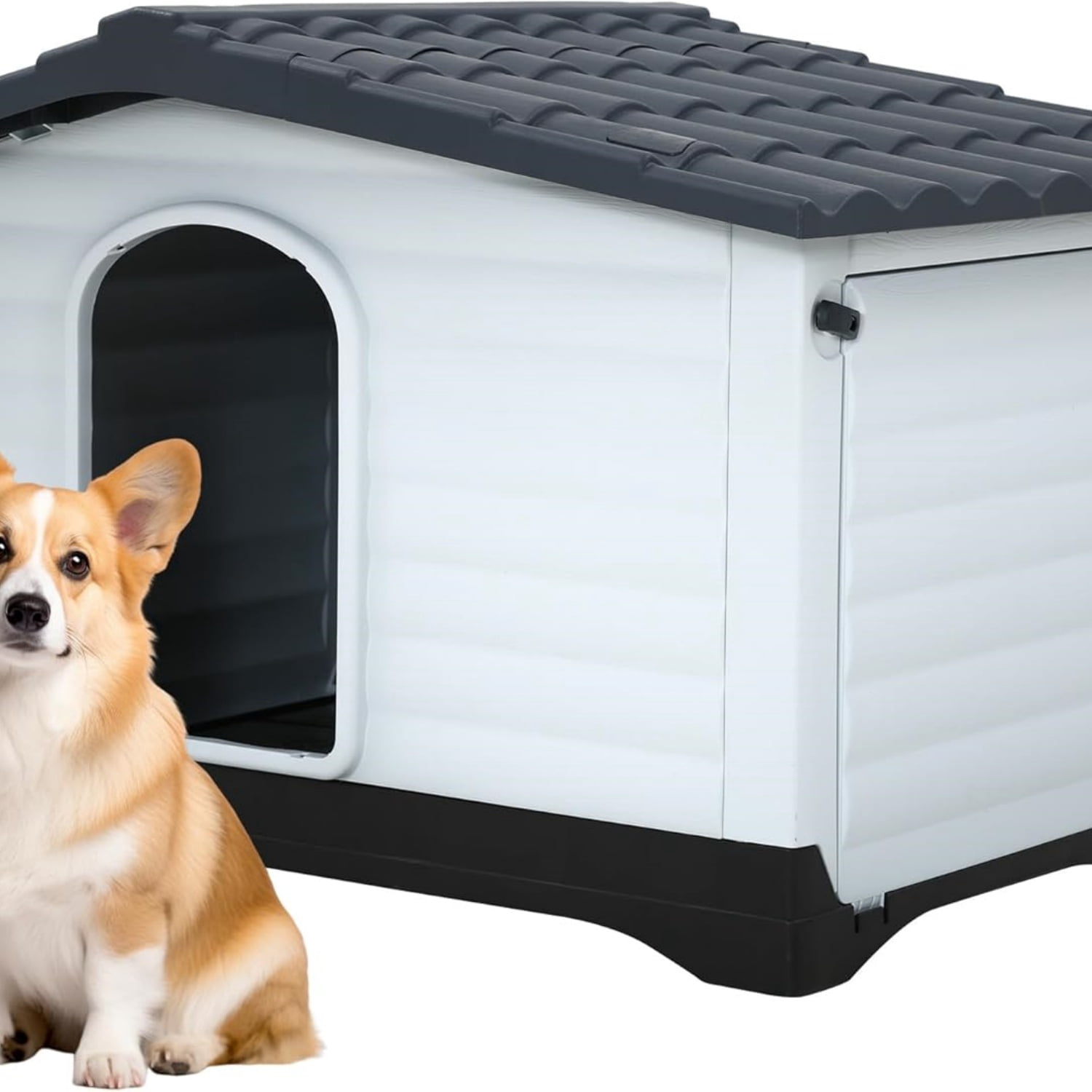Dog House Indoor Outdoor Durable House with Weatherproof Pet Plastic Dog House for Dogs Cats with Air Vents and Elevated Floor