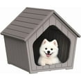 thumbnail image 1 of FICARTS Gable - Roof Coffee Resin Weatherproof Pet House - Indoor & Outdoor, Ventilated, Easy Clean/Assemble, Ideal for Small Dogs, 1 of 8