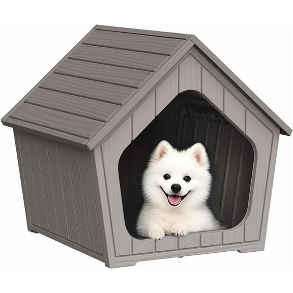FICARTS Gable - Roof Coffee Resin Weatherproof Pet House - Indoor & Outdoor, Ventilated, Easy Clean/Assemble, Ideal for Small Dogs