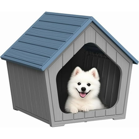 FICARTS Blue Resin Weatherproof Pet House - Indoor & Outdoor Use, Ventilated, Easy Clean & Assemble