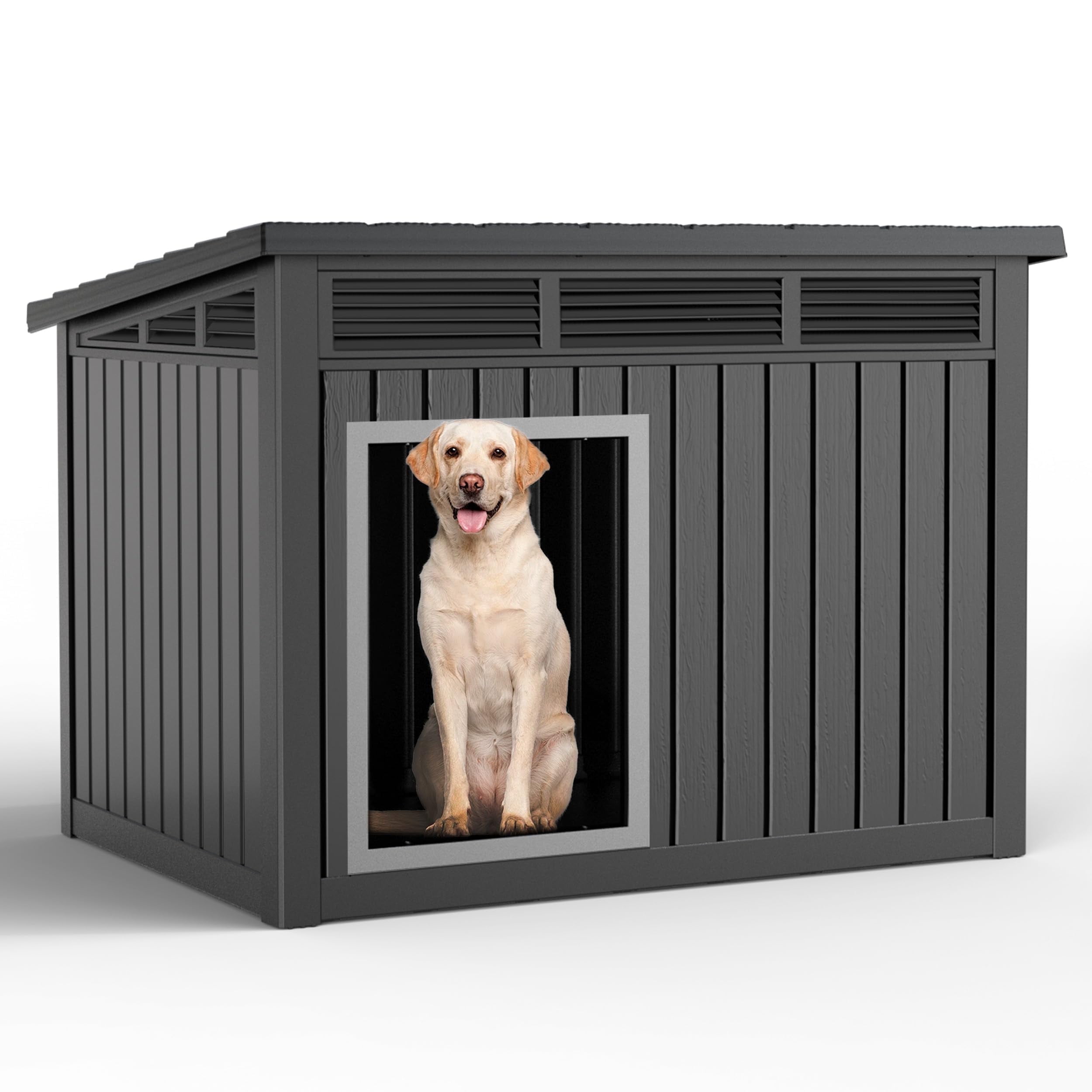 Walmart Black Friday Deals 2025 - "Easy Up Dog House, Indoor Outdoor Shelter, Weatherproof Roof, Large, Black, 42.87""x32.95""x31.61"