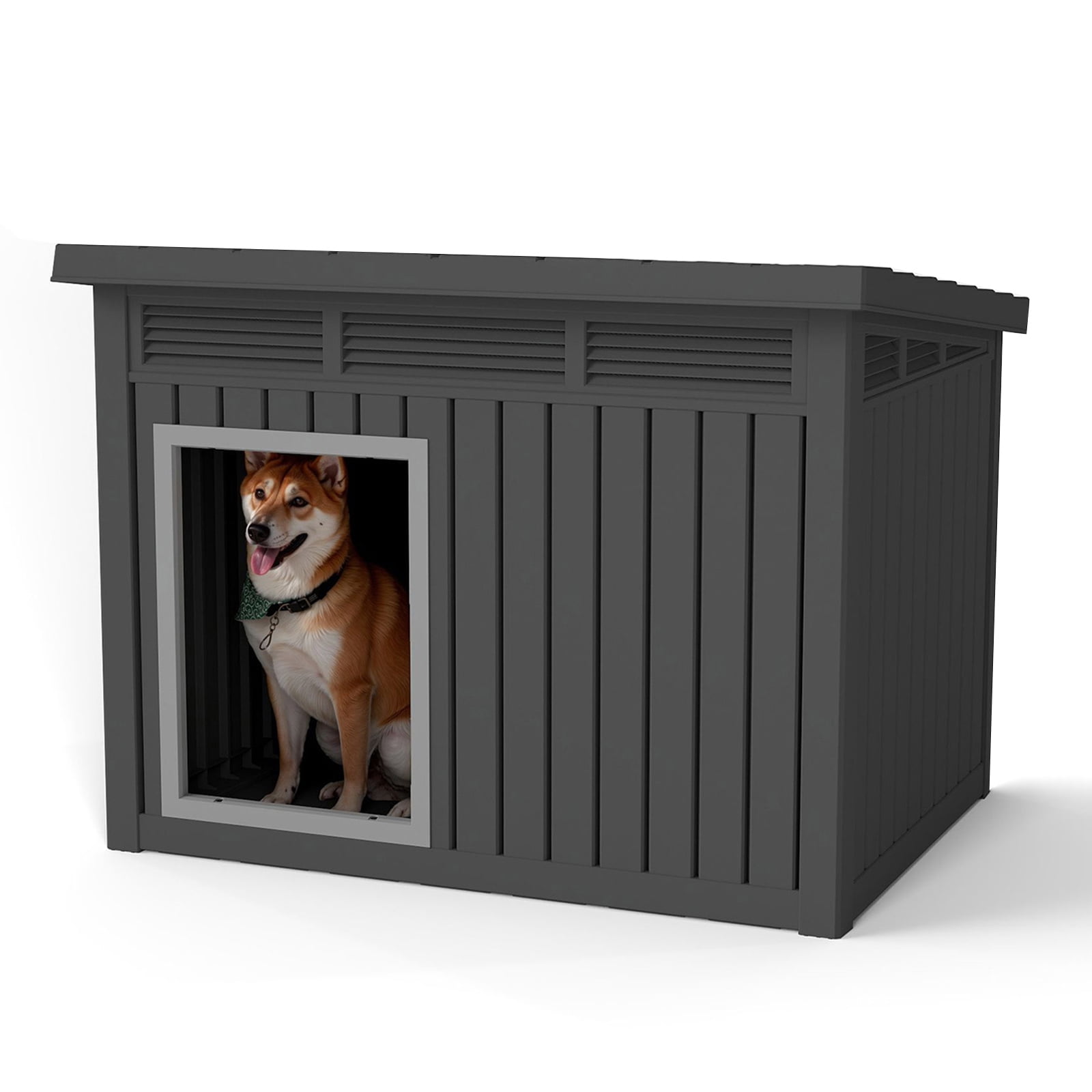 Dog House for Both Indoor and Outdoor with Weatherproof Roof Removable Floors for Medium to Large Dogs Interior Space (Black, Medium(32.2 * 25.12 * 24.13'')